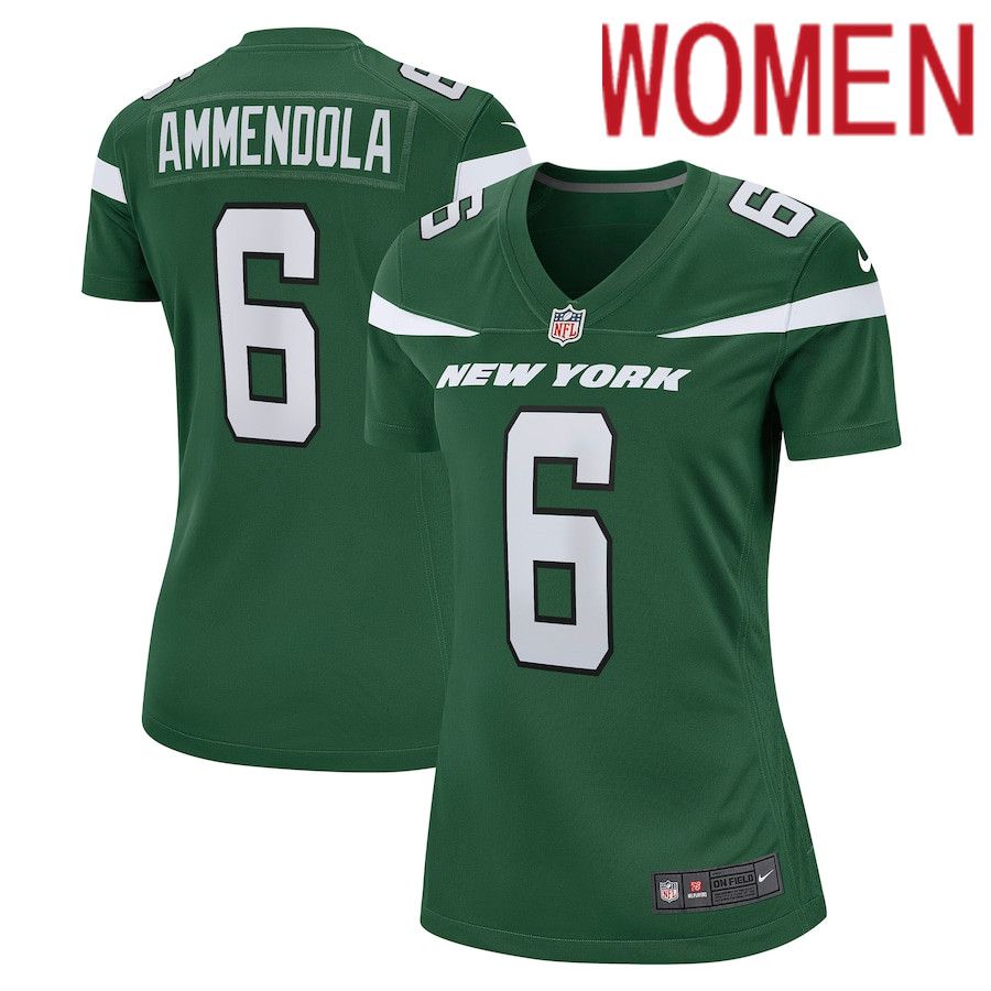 Women New York Jets #6 Matt Ammendola Nike Gotham Green Game NFL Jersey->women nfl jersey->Women Jersey